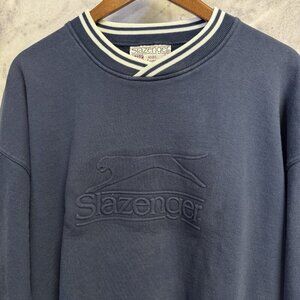Vintage Salzenger Sweatshirt Mens Large Embossed Logo Blue